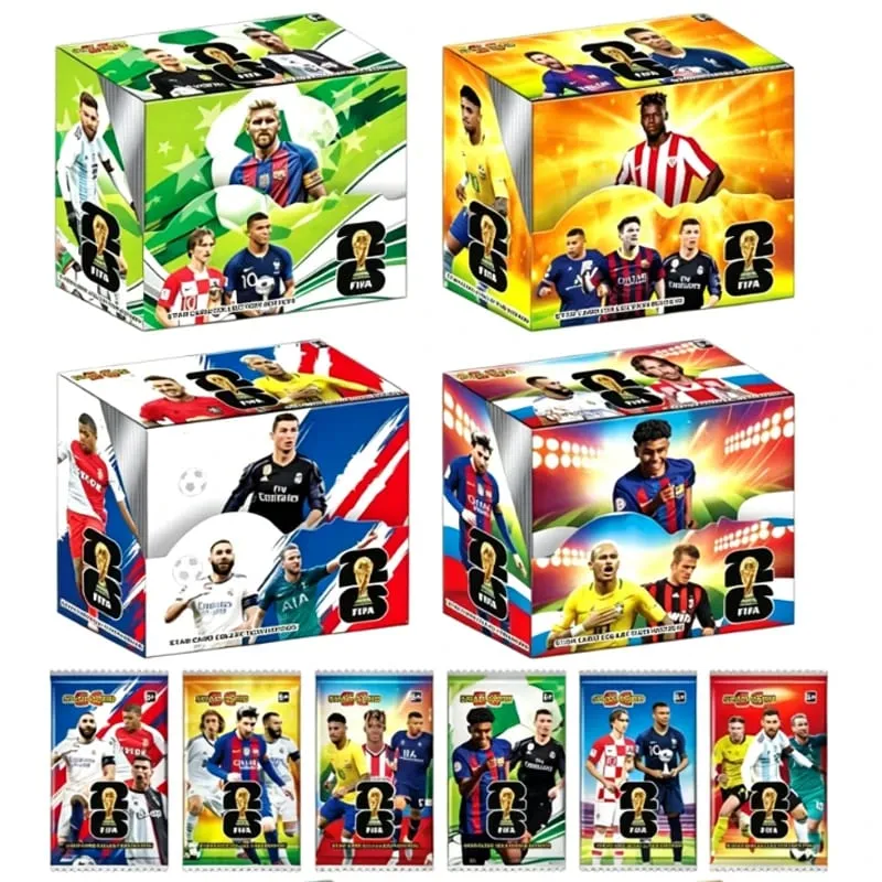 Football Star Trading Cards Box Soccer Player Collection Card Packs Sports Game Cards Fan Souvenir Birthday Gift for Boys