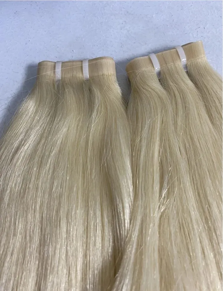 Tape PU Hair Weft Straight Raw Virgin Brazilian Sew In Double Drawn High Quality Bundle Natural Real Human Hair Weave 14-28inch