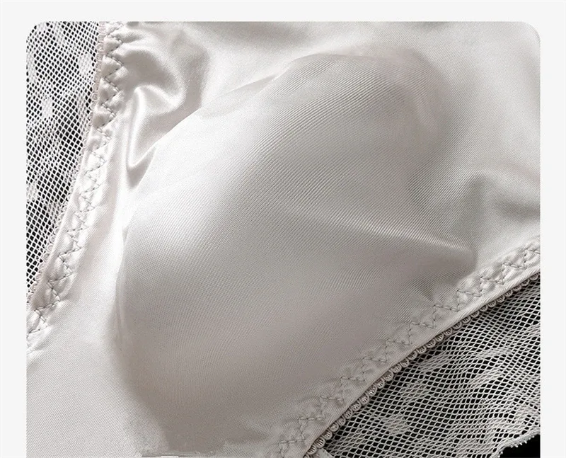 Sexy men's underwear Mesh lace cueca satin splicing sissy cuecas masculino naked feel calzoncillos hombre adults 18 plus size