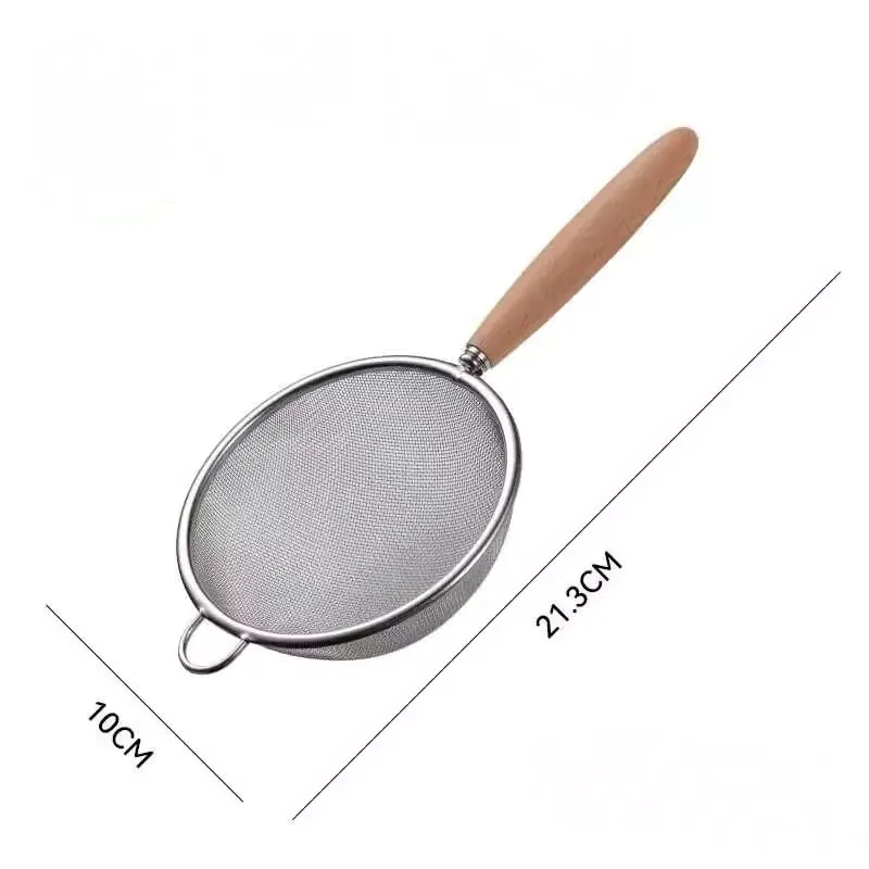 1-3pcs Wooden Handle Flour Sifter And Strainer Fine Mesh Stainless Steel for Home Baking Cooking Juice And Powder Filtering