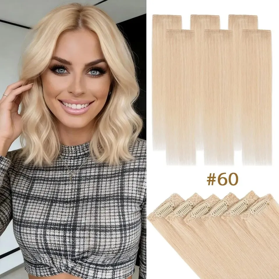 6 Pcs Clip In Human Hair Extensions Single Clip Ins Short Hair Extensions Seamless Straight Highlight Hairpieces for Women