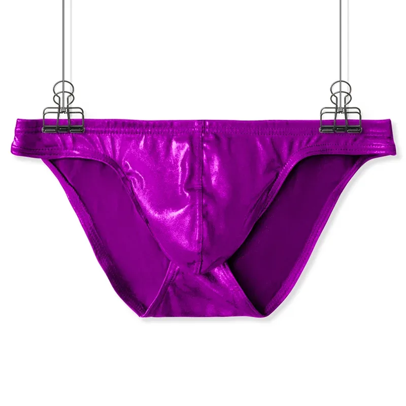 Men's Fashion Low Waist Imitation Leather Briefs with U Convex Pouch Sexy Underwear Lingerie 3PCS/2PCS/1PC Set