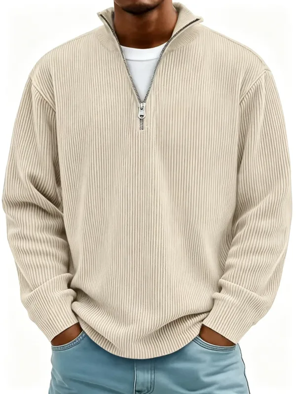 Men's Autumn Winter Stand-Collar Zip-Up Sweatshirt Loose Long Sleeve Casual Daily Outdoor Fashion Trendy Men's Outerwear