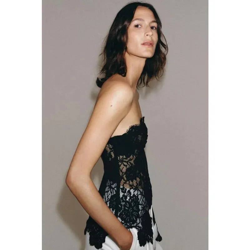 Y2k Sexy Tank Top Lace Splicing Sexy Cut-Out Backless Bodysuit Bodycon Camisole for Outerwear Openwork Corset Top T-shirt Trend