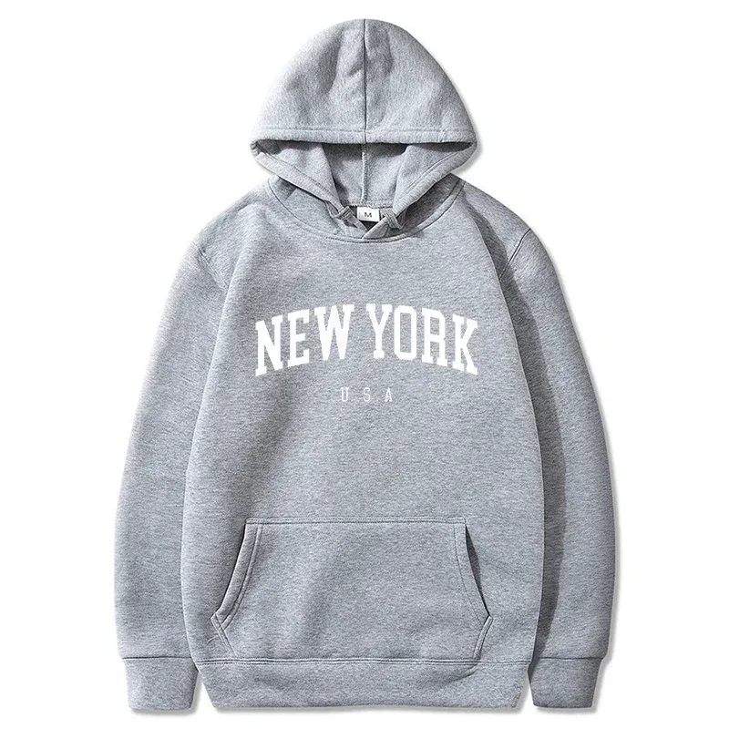 Women New York U.S.A City Hoodies Fashion Letter Printed Graphic Sweatshirts Loose CasuaMen l Harajuku Hooded Pullover Sportwear