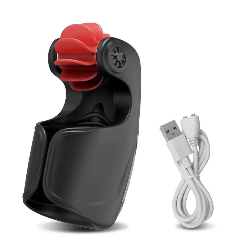 Men Penis Delay Trainer Male Masturbator Tongue Licking Glans Stimulater Delay Exerciser Vibrator Sex Toy for Men Adult Goods