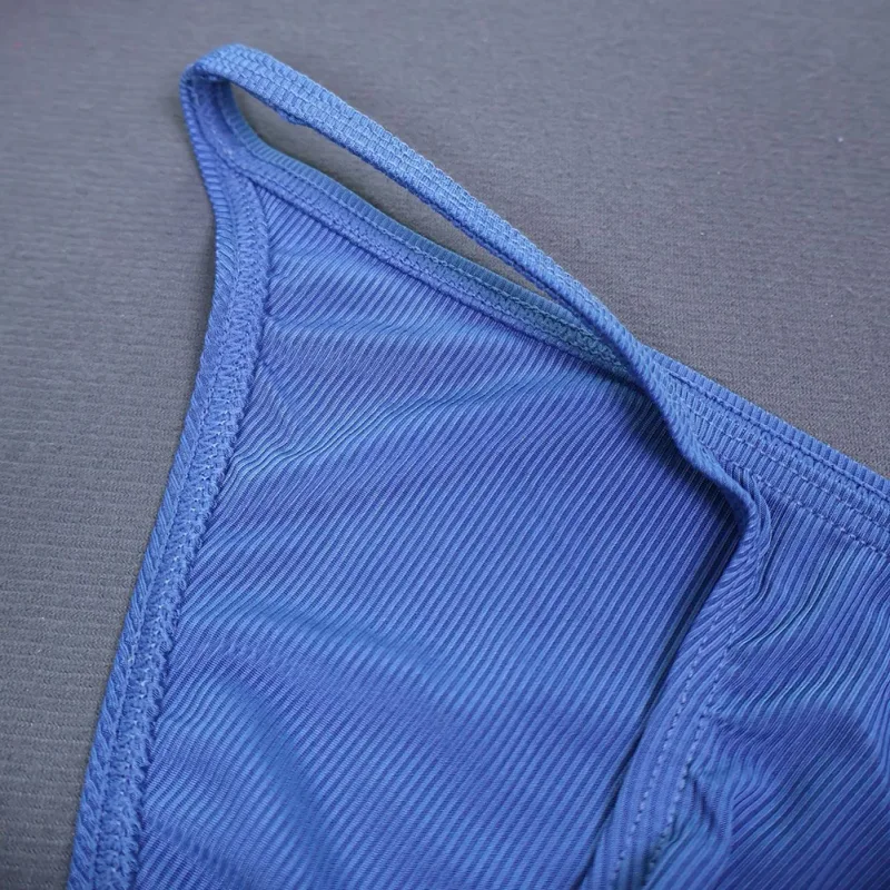 Men Fashion Ribbing Sexy High Fork Underwear Briefs U Convex Pouch Low Rise Man Comfortable Underpants Quick-drying