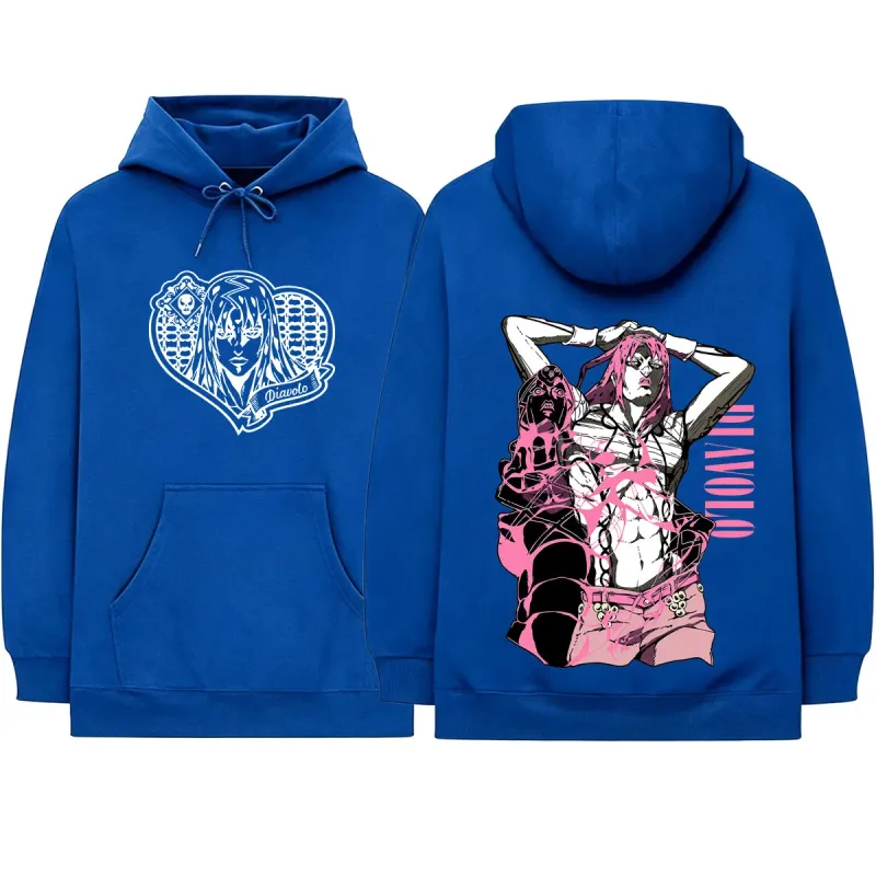 Anime Jojo Bizarre Adventure King Crimson Diavolo Hoodies Men's Women Clothing Fashion Oversized Hooded Sweatshirts Pullovers