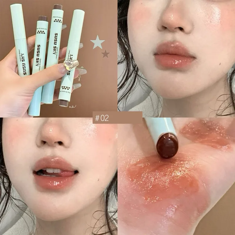 Jelly Solid Lip Gloss Mirror Orange Red Moisturizing Watery Colored Lip Balm Non-stain Cup Long Lasting Plumping Lipstick Makeup