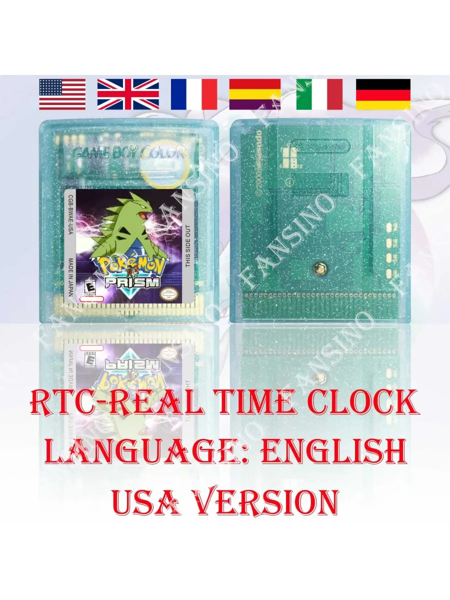 GBC Real Time Clock Pokemon Prism (V0.95.0254) High Quality GBC Video Game Cartridge With Battery For GB/GBA/GBC Series Console