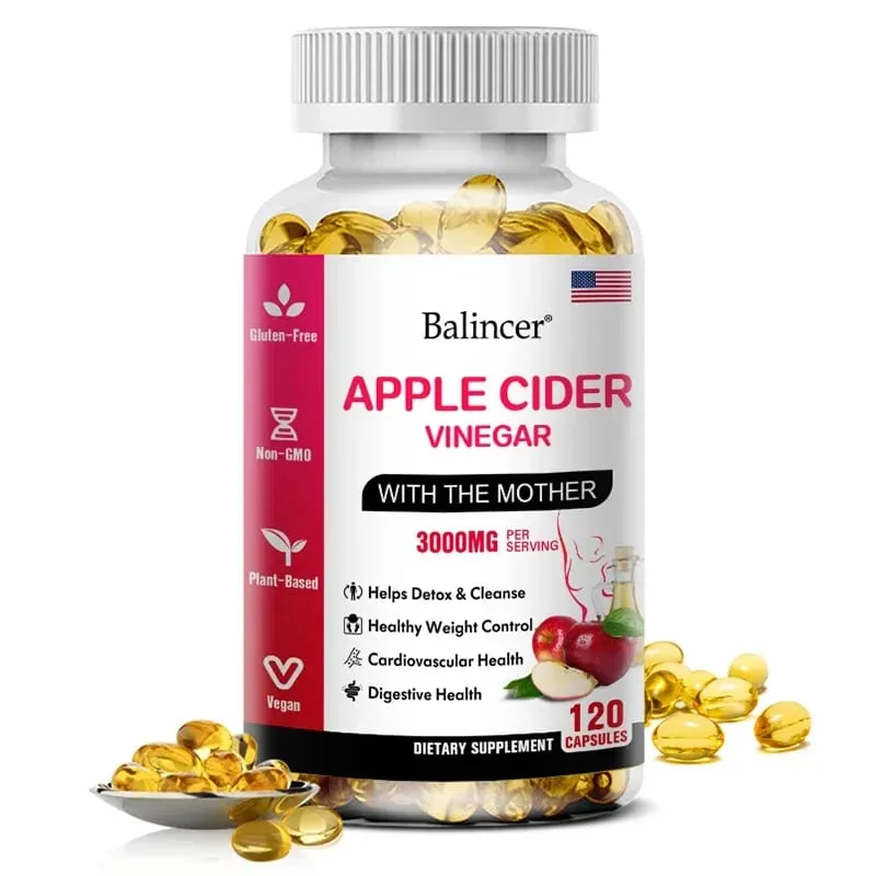 Balincer Apple Cider Vinegar Capsules 3000mg Detox & Cleanse Fat Burning Healthy Weight Management Supplement Non-GMO