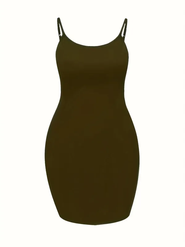 Plus Size Royal Blue Adjustable Spaghetti Strap Bodycon Mini Cami Dress
