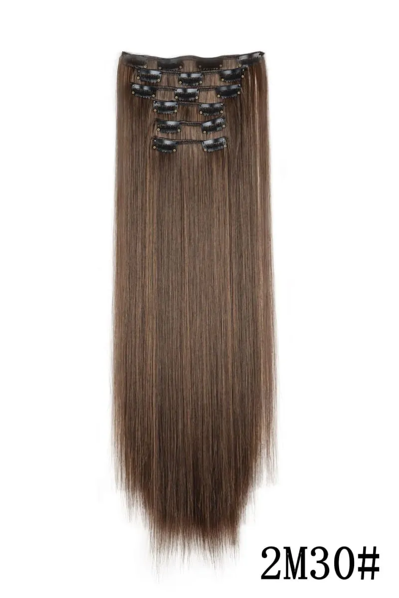 24Inch 16 Clips in Hair Extensions Long Straight Hairstyle Blonde Black Hairpieces Heat Resistant False Hair Daily Use Cosplay
