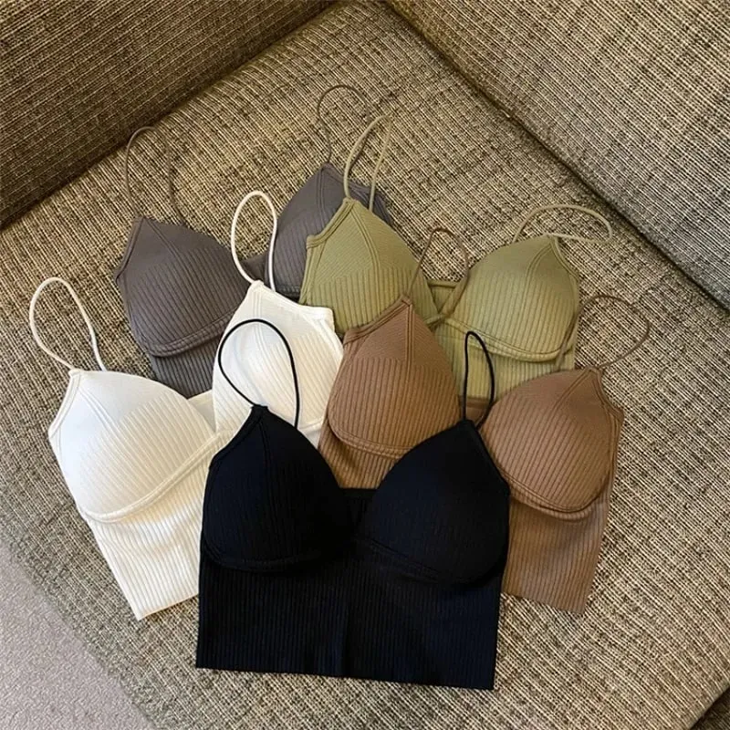 ผู้หญิงเซ็กซี่ Crop Top Bra กีฬา Tube Camis Streetwear Bandeau Basic Tank หญิง Tee