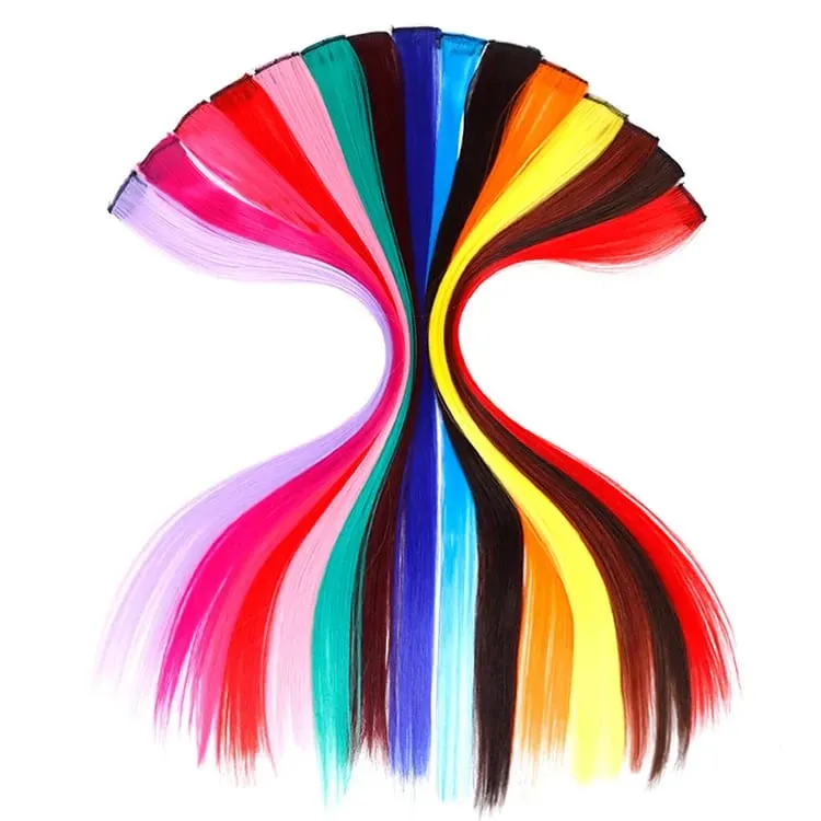 Fashion Color Hair Pieces Hanging Ear Dye Hair Extensions Color Strips One Clip Long Hair Extensions for Woman Daily Use