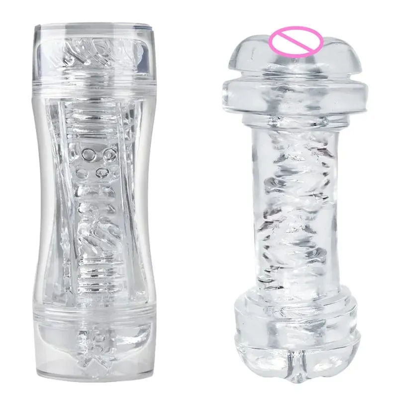 Male 3D Manual Masturbator Transparent Vagina Soft Pussy Sex Toys Realistic Adult Endurance Exercise Sex Toy Pocket Cup for Men