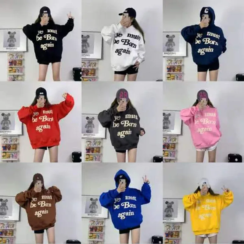 23FW Logotipo de espuma clássico Ye Must Be Born Again Hoodie Homens Mulheres Melhor Qualidade Oversize Kanye West CPFM.XYZ Moletons Multicolor