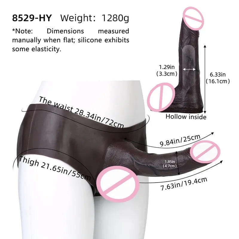 Ultra Realistic Hollow Dildo Trosor Silikontrosor Strapon Penis Extend Sleeve Byxor Sexleksaker För Män Dick Förstoring