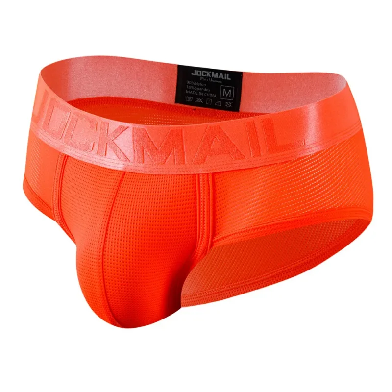 Jockmail Mens Underwear Briefs Mesh Breathable Sports Fitness Shorts Solid Color Sexy Low-rise Lingeries for Extreme Panties