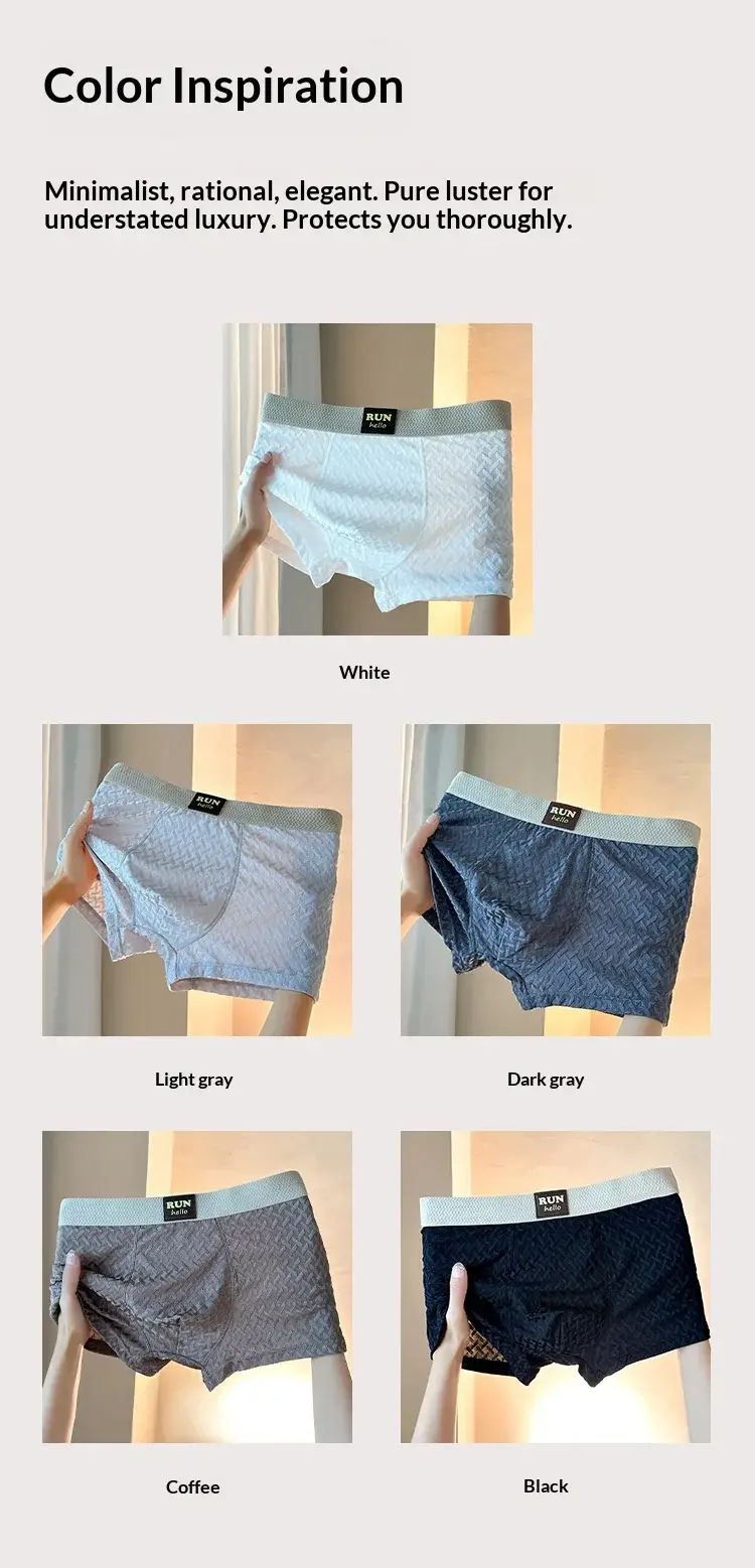 Men's Ice-Silk Jacquard Boxer Briefs: Cooling, Breathable, Mid-Rise, Boxer Shorts—comfortable and Simple Style for Young Men