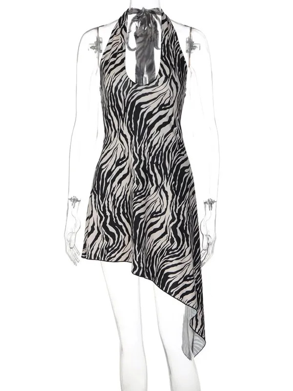 Sexy Sleeveless Slim Short Dress Women Chic Print V-neck Waist Cinching Sling Mini Dresses 2026 Lady Evening Party Vestidos New