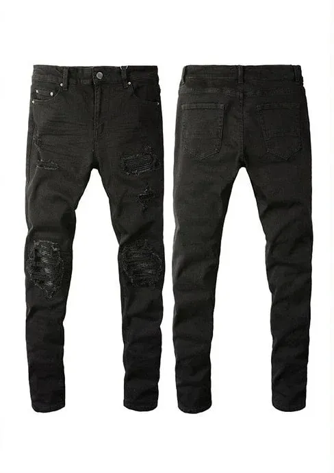 Džíny Skinny Hole pro muže Vintage Pencil Kalhoty Rovná délka ke kotníkům Seprané Zoufalé džíny 2024 Podzimní streetwear