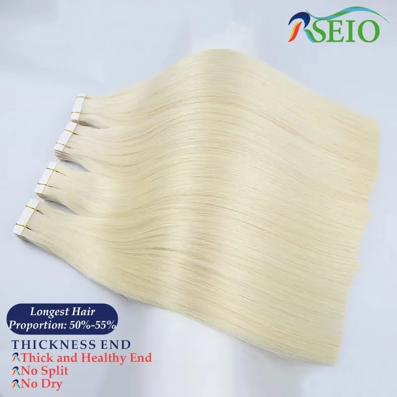High Quality Tape in Human Hair Extensions Straight Hair Seamless Invisible 14"-22" 100% Real Natural Hair End Thicken