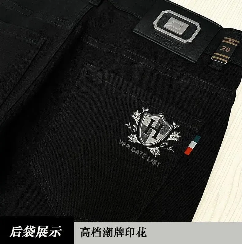 High-end Elastic Waistband Jeans Men's 2026 Spring Summer New Black Elastic Slim Trousers Men's Luxury Jeans for Man Original