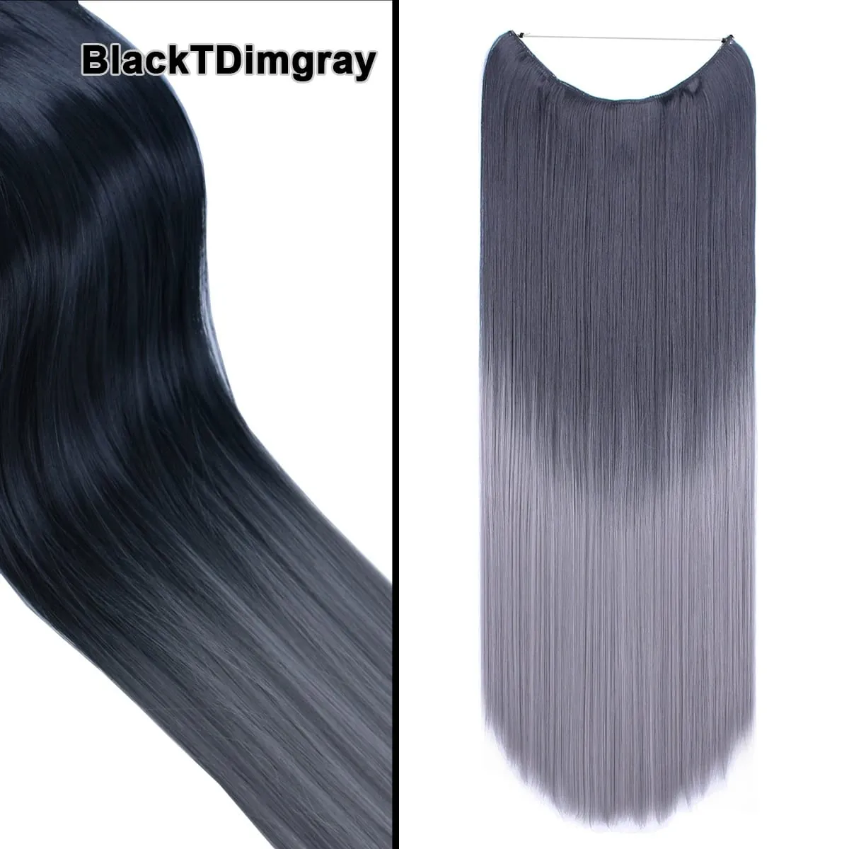 Jeedou Wavy Hair Extension Elasticity Invisible Wire Fish Line One Piece No Clips Synthetic Hairpieces Ombre Color For Ladies