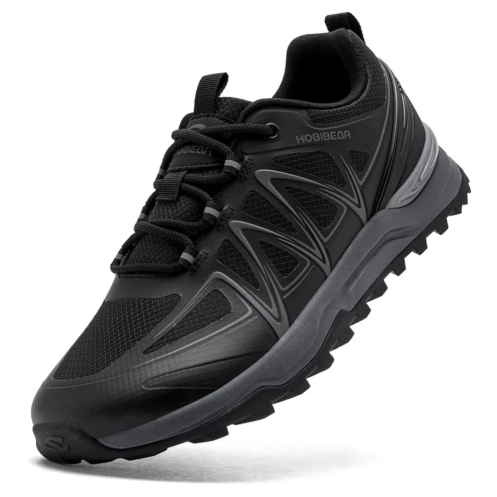 Unisex Wide Width Hiking Sneakers Outdoor Trail Running Shoes Artificial Leather Non Slip Lace-Up Walking Sneaker