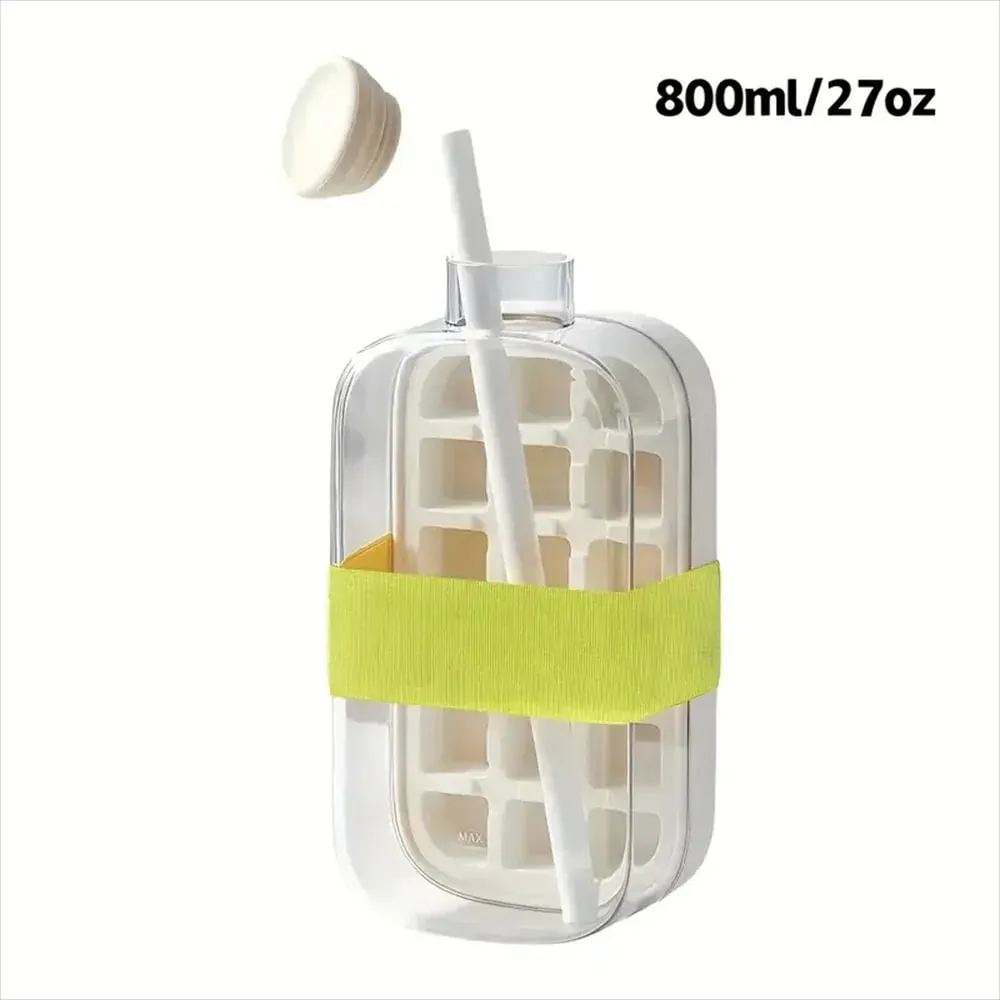 Ice Cube Bottle with Straw 2 In 1 Touch-Free Push-Type Ice Cube Making Bottle Easy Release Water Bottle Ice Mold — image 13