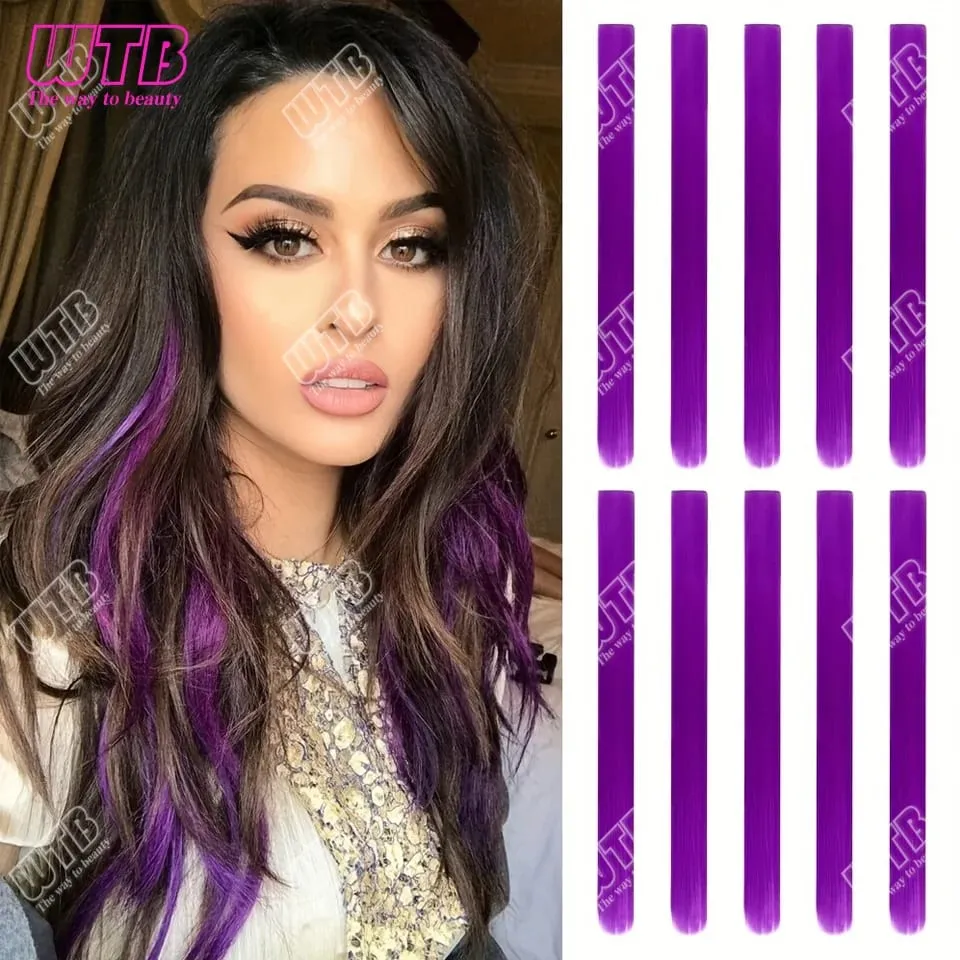 Synthetic Color Hair Extension Wig Christmas Red and Green Hair Extension Piece Single Clip Wig Extension clip in hair