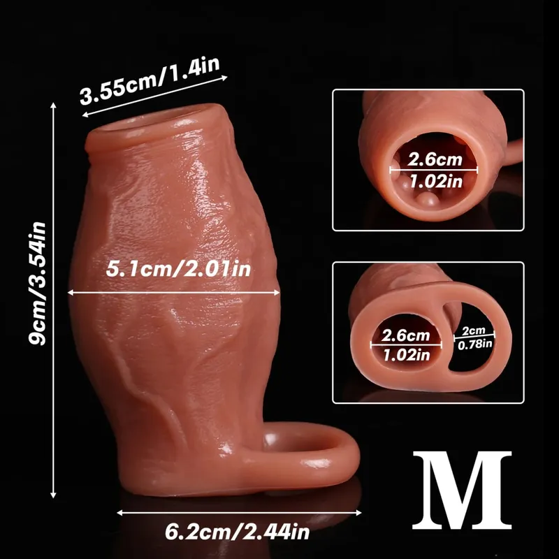 Penis Enlargement for Men Sleeve Cock Ring Delay Ejaculation Penis Extender Condom Lock Ring Sex Toys Artificial Penis Training
