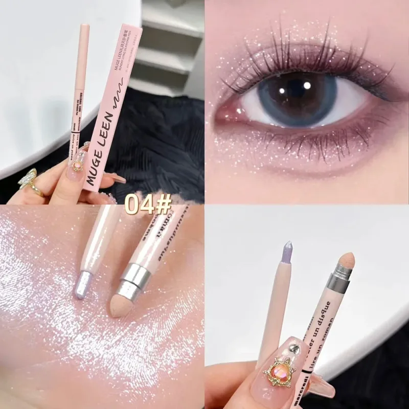 Korean 2 in 1 Lying Silkworm Eyeliner Pen Bionic Shading Glitter Highlighting Instant Big Eye Effect Brighten Eyeshadow Makeup