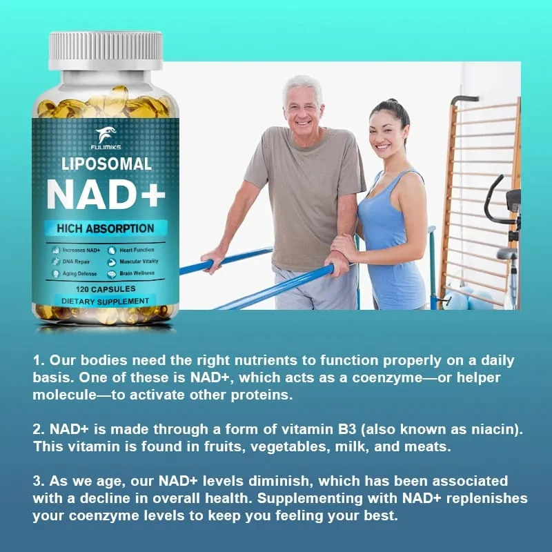 Doplněk NAD Capsules Liposomální doplněk NAD+ - Ochrana proti stárnutí Buněčná energie Funkce srdce a mozku