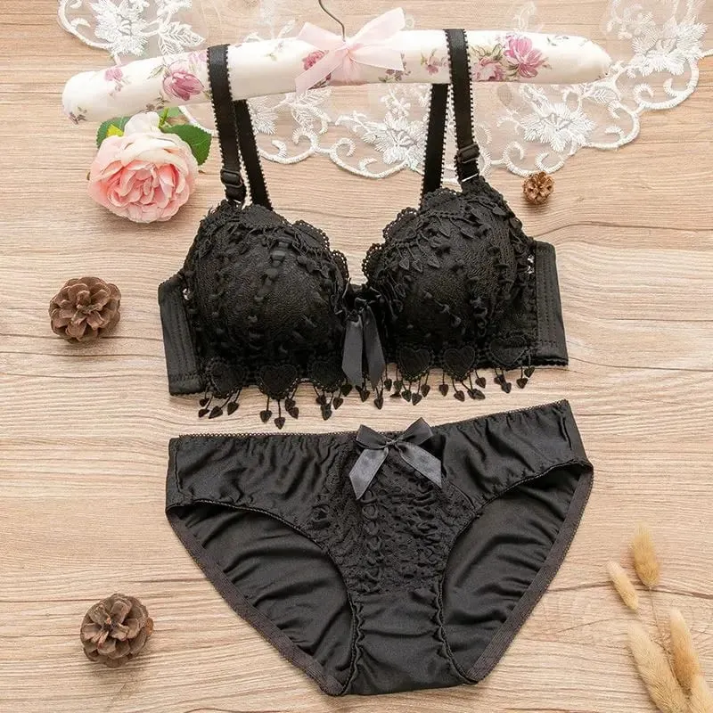 Set Bra Jepun Teratas Baru Set Seluar Dalam Renda Wanita Set Bra Sulaman Set Bra Cawan B Bra Tanpa Wayar Bra Push Up Set Pakaian Dalam Seksi