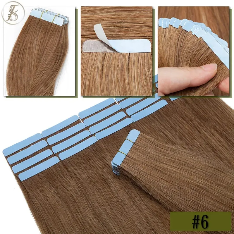 Straight Tape In Hair Extensions 10/20Pcs Real Human Hair Extensions Seamless Invisible Skin Weft Tape In Hair for Women