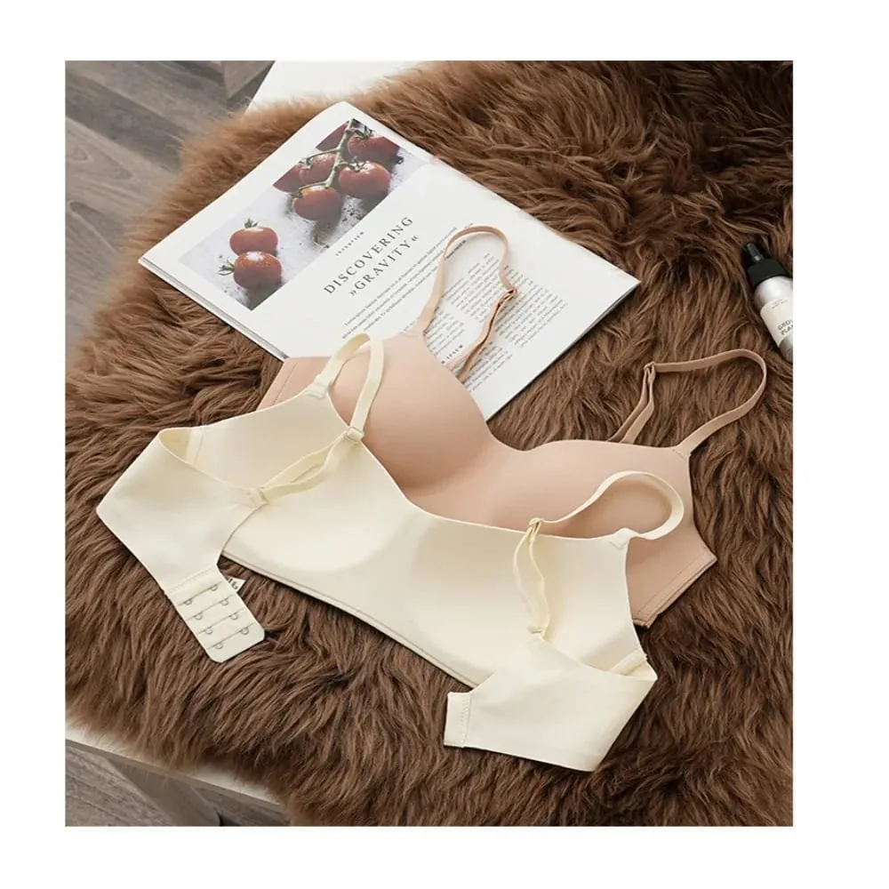 Soft Comfort Wireless Bra Breathable Fabric Thin Cup Push Up Bra Elastic Material Gathered Design Seamless Bra Women's Underwear