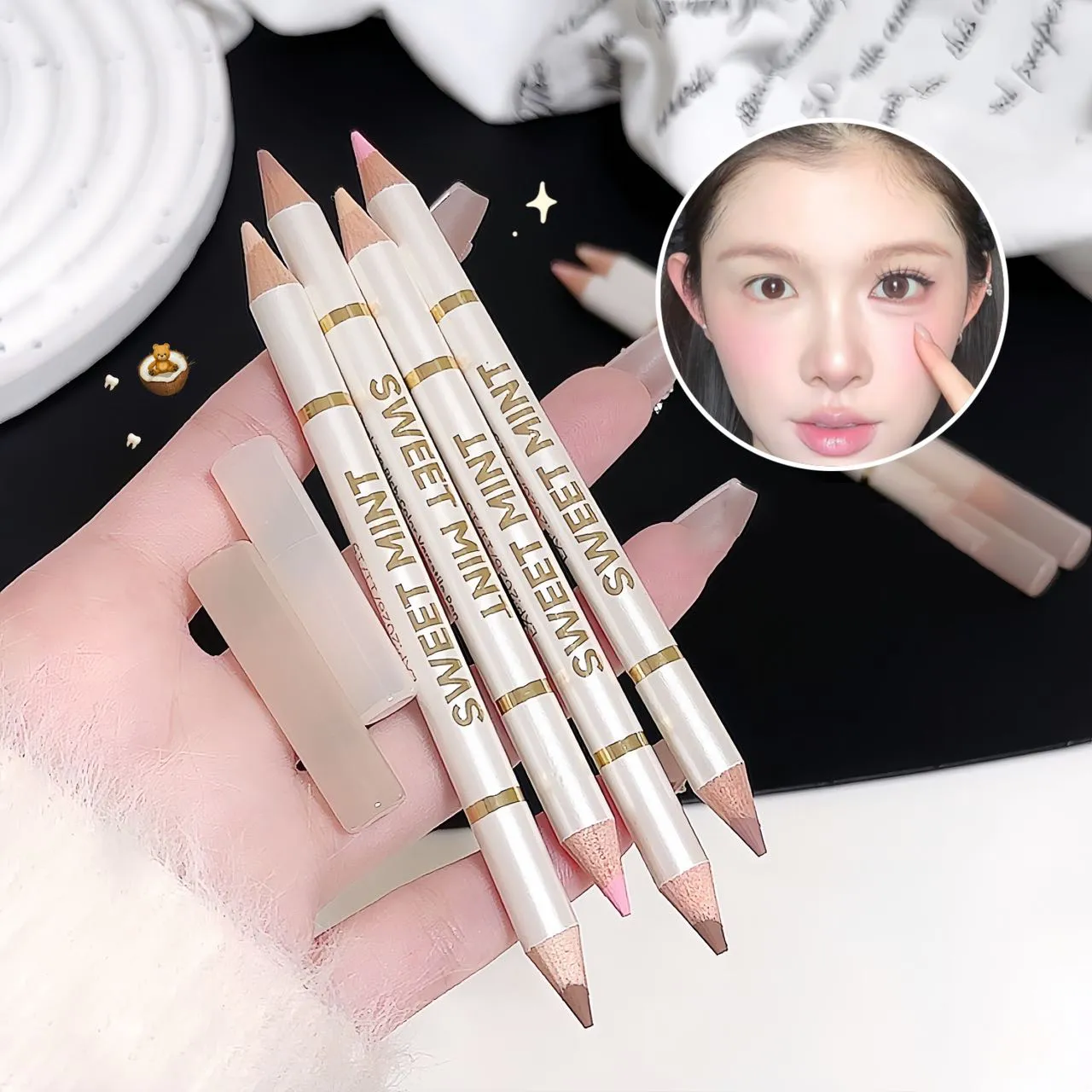 Double-Ended Aegyo Sal Brighten Lying Silkworm Pencil Nude Pink Natural Shadow Under Eye Highlight Makeup Matte Beige Eye Pencil