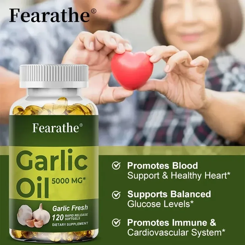 Garlic Oil Softgels 5000 Mg Immune Cardiovascular Circulation Heart Unflavored Non-GMO Gluten-Free Supplement — image 4