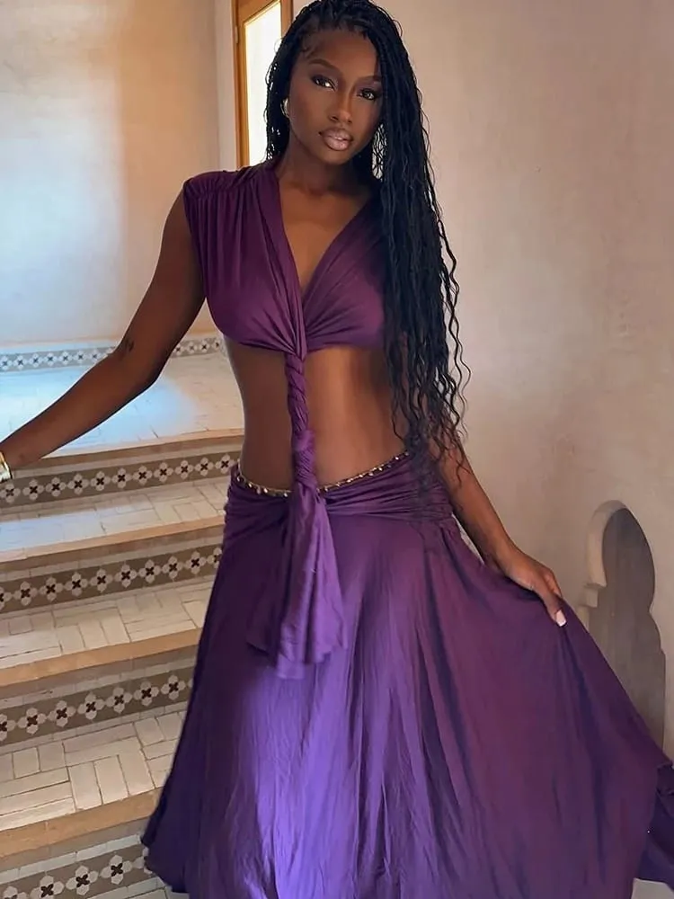 Nibber Prom Party Maxi Dress Woman Sexy Hollow Design Low-Neck Sleeveless Backless Waistless Ruched Midnight Elegant Vestidos