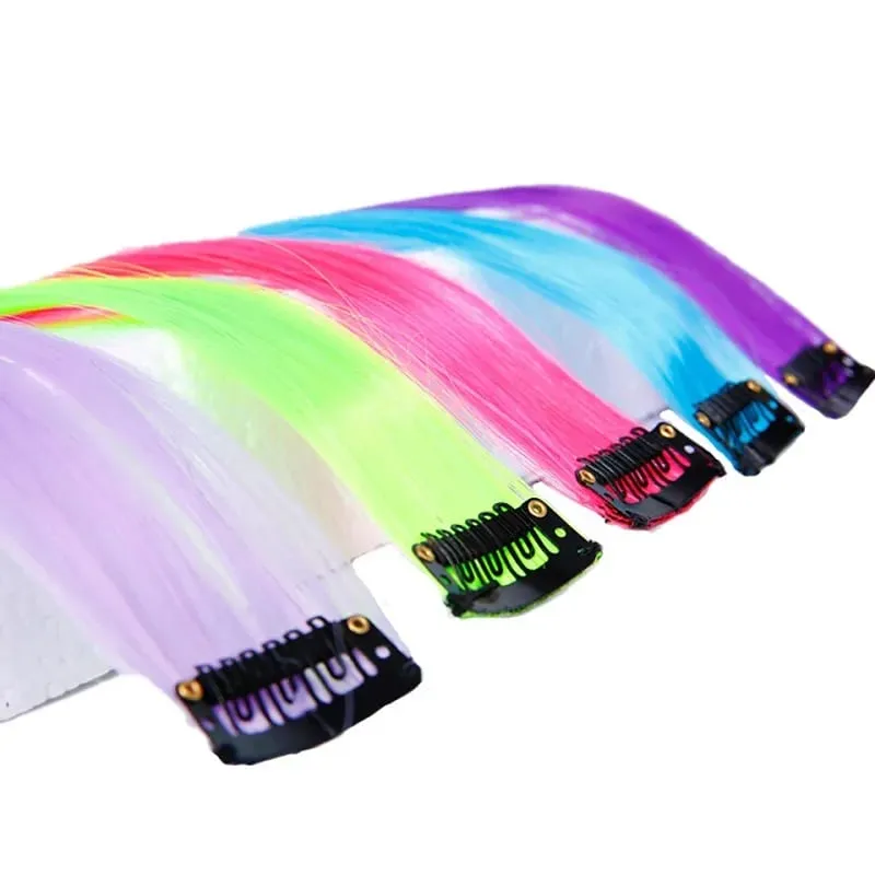 Fashion Color Hair Pieces Hanging Ear Dye Hair Extensions Color Strips One Clip Long Hair Extensions for Woman Daily Use