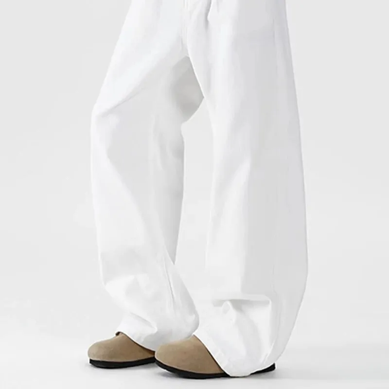 Summer Thin Breathable Men Jeans American Style White Bending Knife Denim Pants Trend Male Loose Straight Leg Wide Leg Trousers — image 6