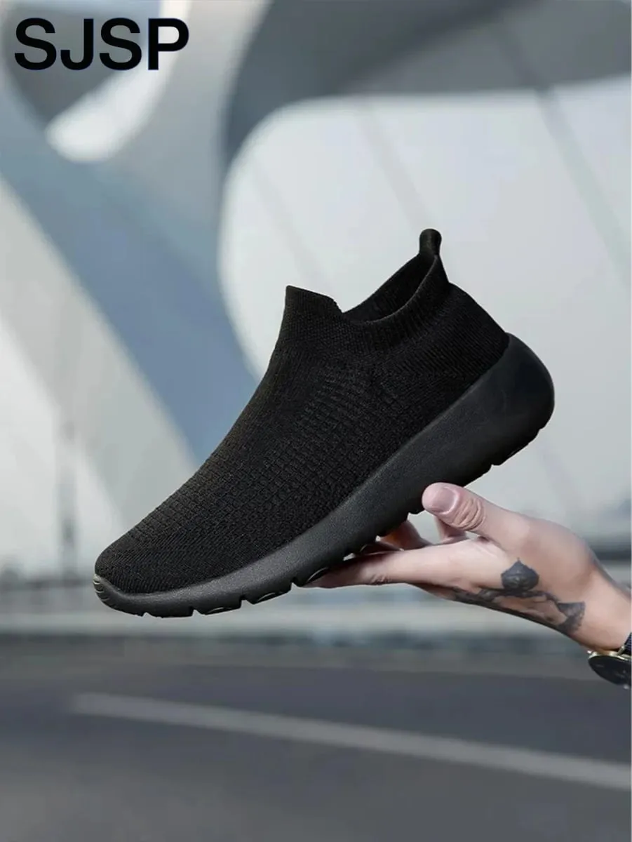 Men's Casual Sports Shoes Breathable Lightweight Sneakers Outdoor Mesh Black Running Shoes Sports Jogging Walking Shoes