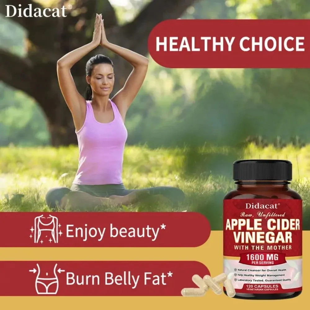 Apple Cider Vinegar Capsules Detoxify Relieve Bloating and Constipation Help Weight Management Promote Digestive Health