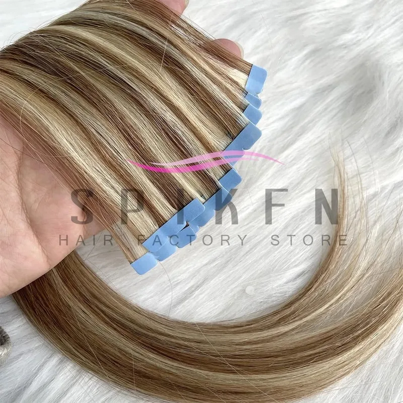 Mini Tape In Human Hair Extensions 12"-20" Machine Remy Skin Weft Adhesive Tape Hair Natural Black Tape Ons 10pcs for Women