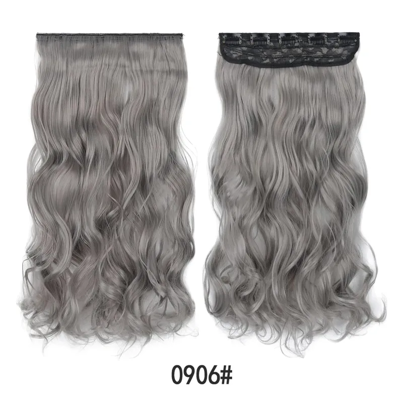 Jeedou Colorful Wavy Hair Clip in Hair Extensions One Piece 5 Clips Synthetic Red Blue Women's Hairpieces