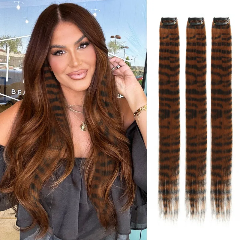 3 pçs/set clipe sintético em extensões de cabelo de penas 18 polegada colorido clipe no cabelo festa de halloween uso para meninas femininas