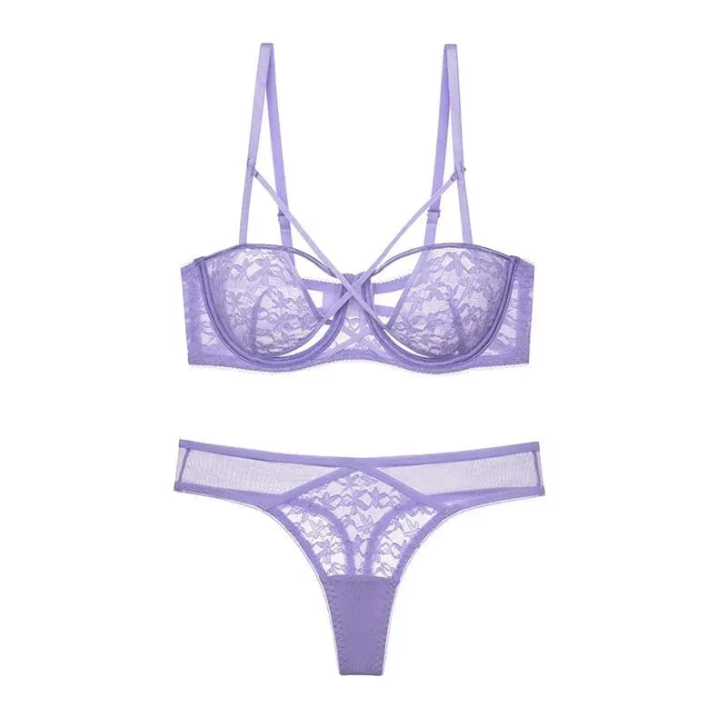 Nouveauté Français Dentelle Ensemble Soutien-Gorge Push Up Armature Fin Anti Affaissement Lingerie Femme Pour Quotidien Soirée