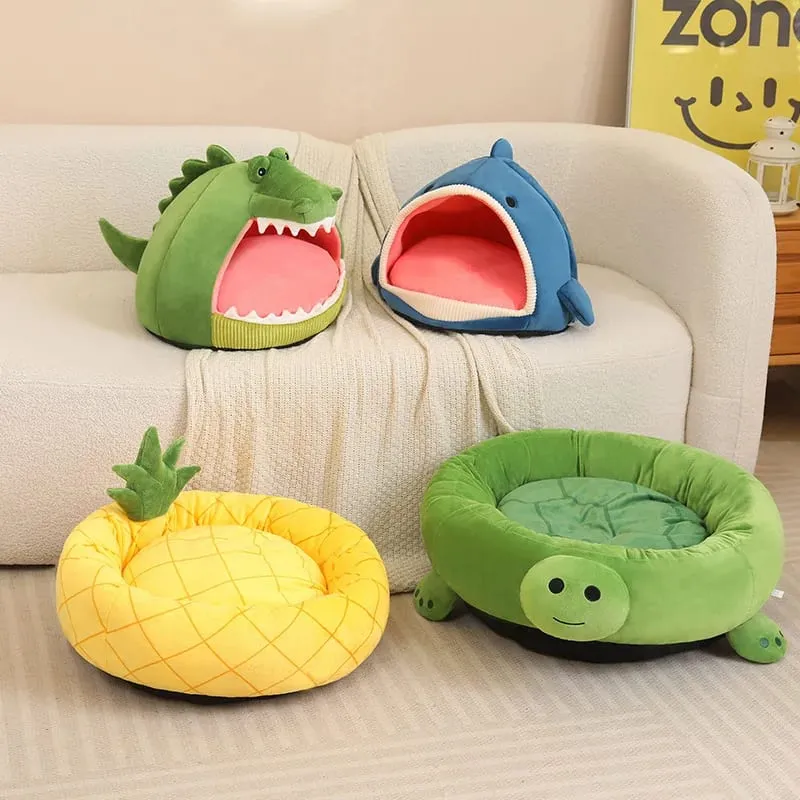 Pet Bed Shark Pineapple Shaped Soft Warm Nest Sleep Available All Seasons Specially Designed For Cats And Dogs Pet Gift
